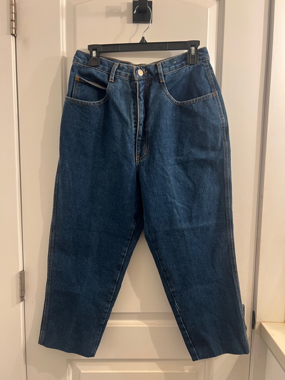 VINTAGE 90s BILL BLASS Dark Blue Cropped Women's Jeans